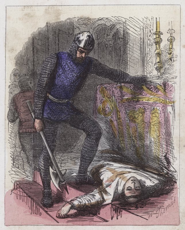 Death of a Becket (färgad gravyr) av English School