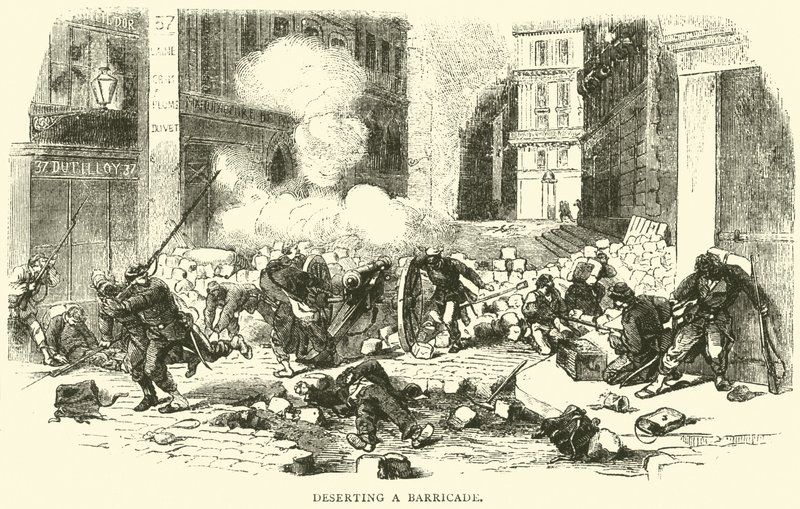 Deserterar en barrikad, april 1871 av English School