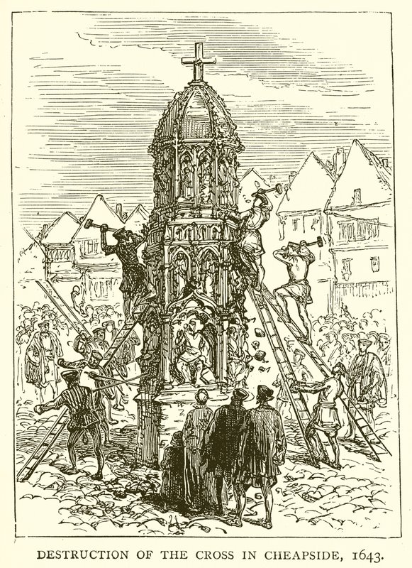 Förstörelse av korset i Cheapside, 1643 av English School