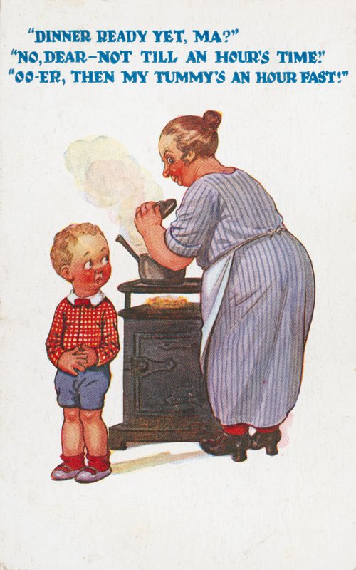 Middagen klar? (färg litho) av English School