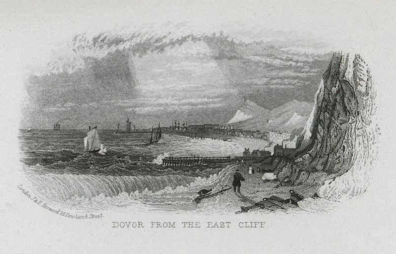 Dover från East Cliff, Kent (gravyr) av English School