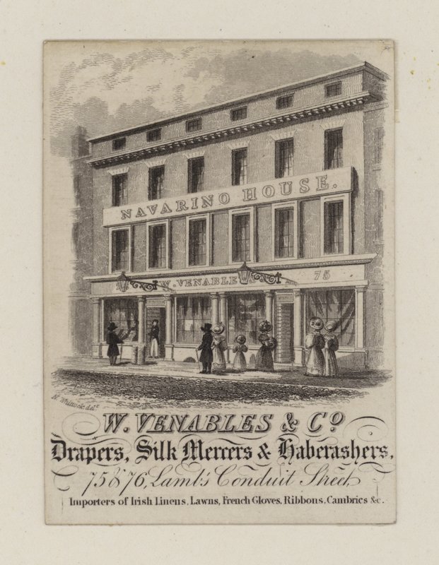 Drapers, W Venables & Co, handelskort av English School