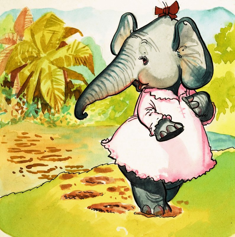 Elefant i kjoleslæd av English School