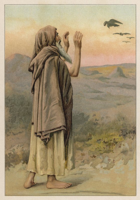 Elia och korparna (chromolitho) av English School