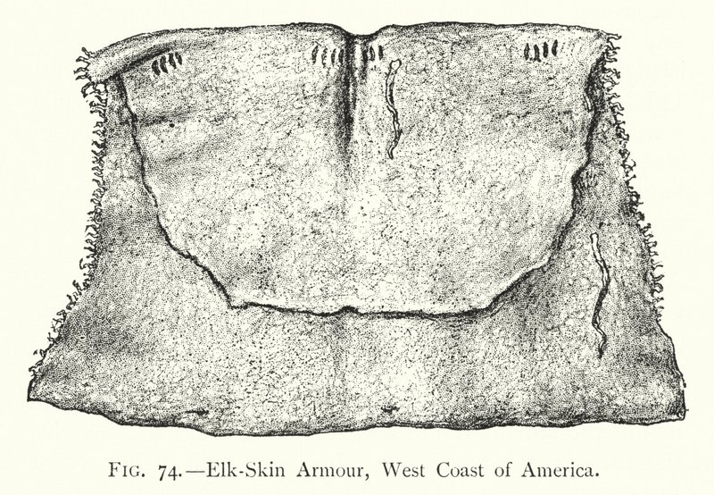 Elk-Skin Armour, Amerikas västkust (litho) av English School