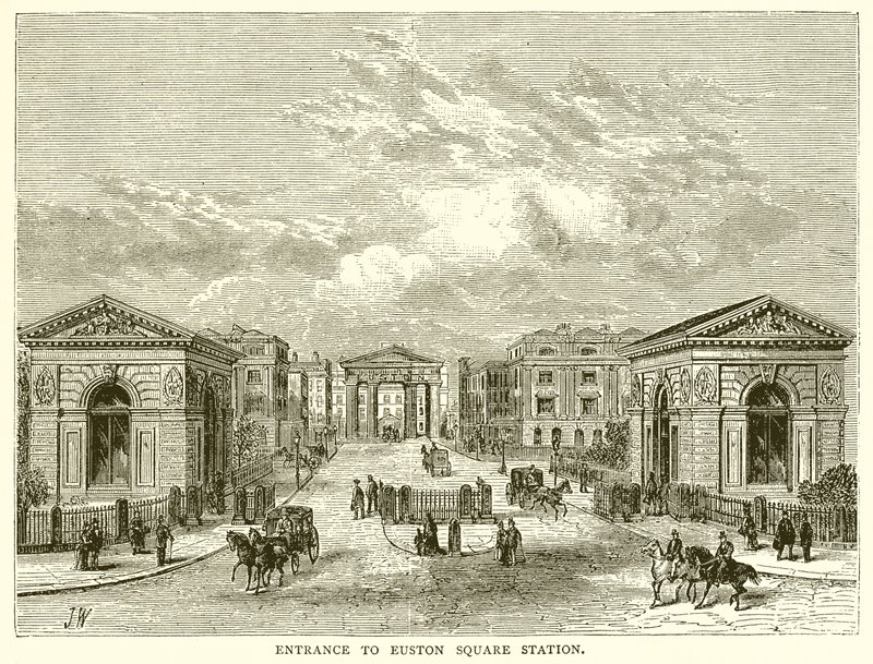 Ingång till Euston Square Station av English School