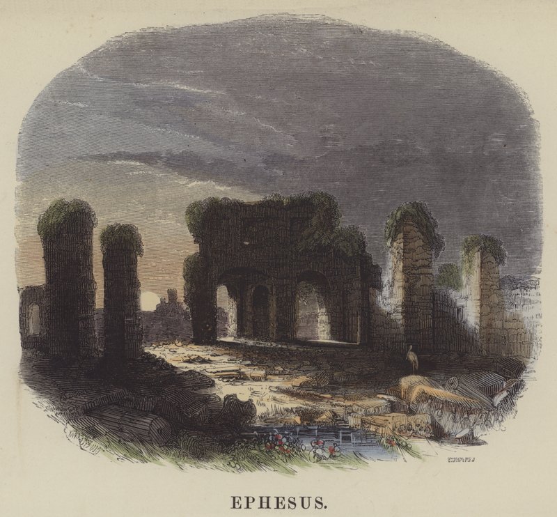Efesos (färgad gravyr) av English School