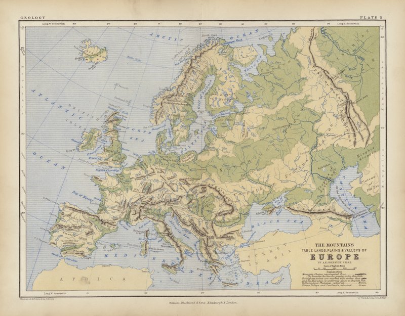 Europa (färgad gravyr) av English School