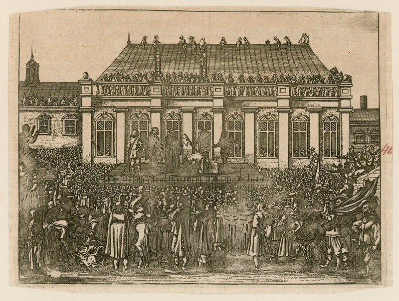 Avrättning av kung Charles I i Whitehall av English School