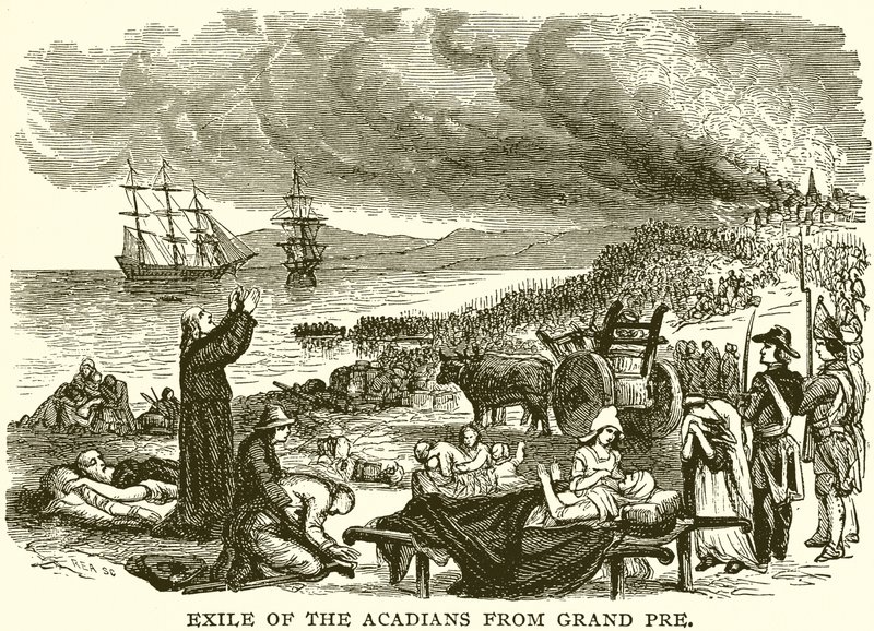 Exile of the Acadians från Grand Pre av English School