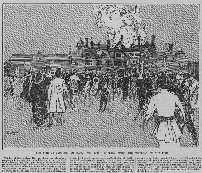 Brand i Sandringham, Norfolk av English School