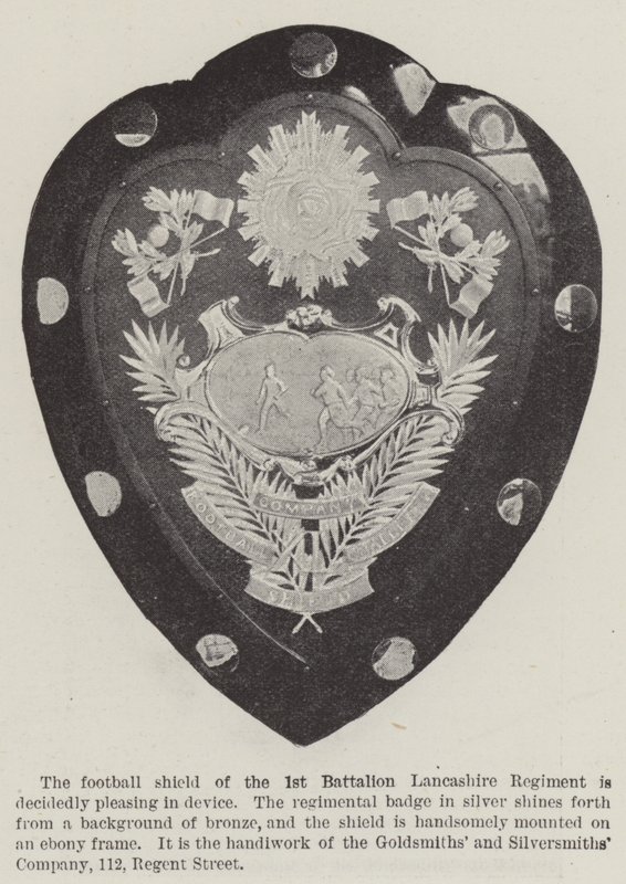 Första bataljonen Lancashire Regiment (gravyr) av English School