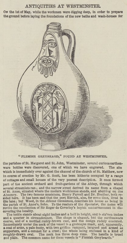 "Flemish Greybeard," hittat i Westminster (gravyr) av English School