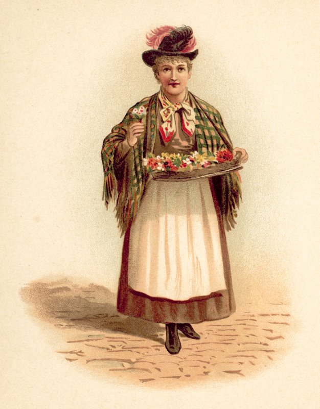 Blomstersäljare (chromolitho) av English School