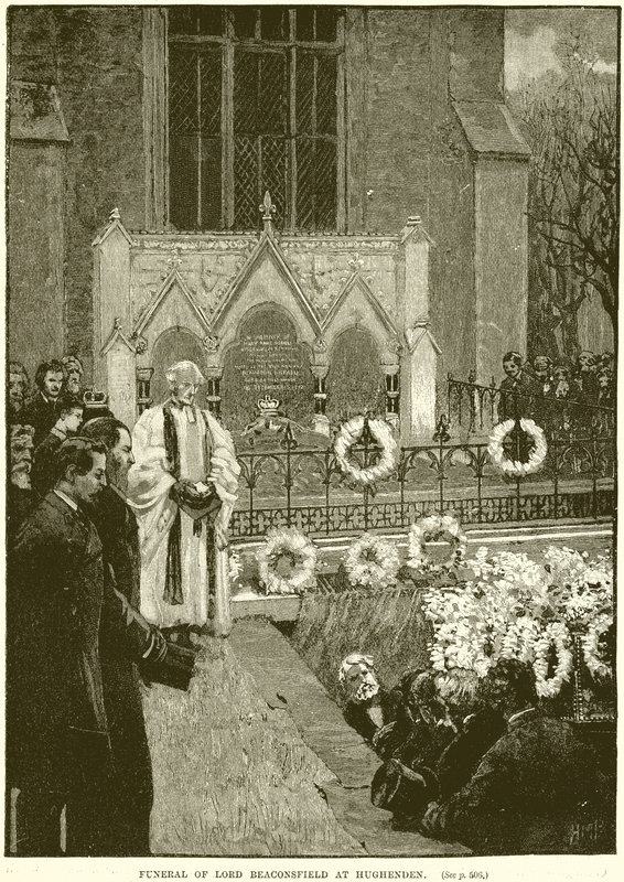 Lord Beaconsfields begravning i Hughenden av English School