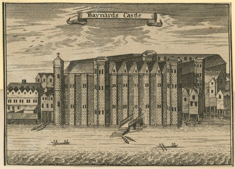 Översikt över Baynards Castle av English School