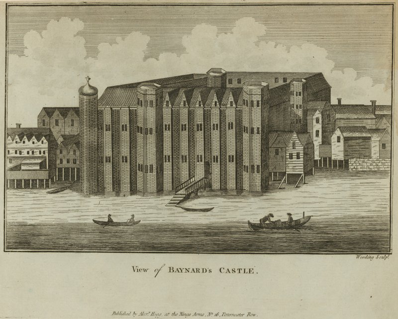 Översikt över Baynards Castle av English School