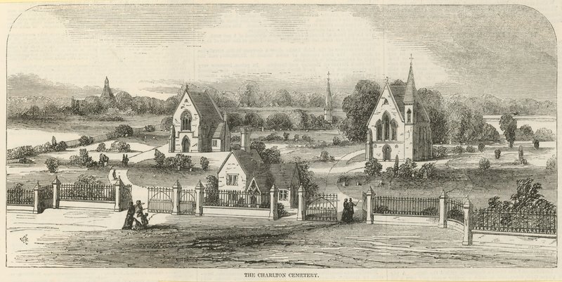 Översikt över Charlton Cemetery av English School