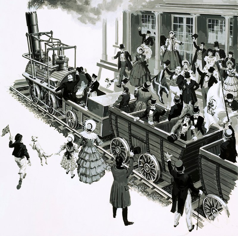 George Stephensons Locomotion anlände till Darlington av English School