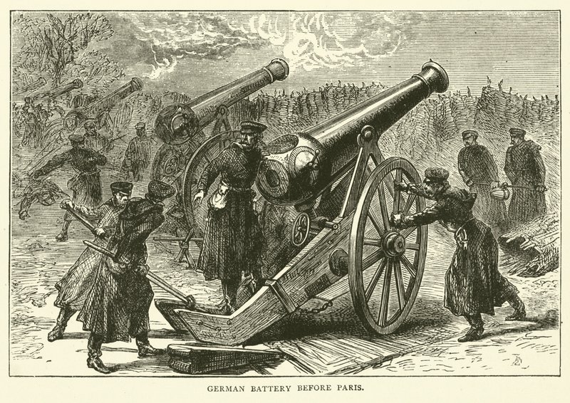 Tyska batteriet före Paris, januari 1871 av English School
