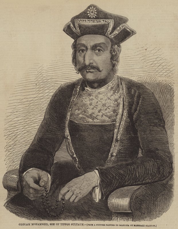Ghulam Muhammad, son till Tippoo Sultan (gravyr) av English School