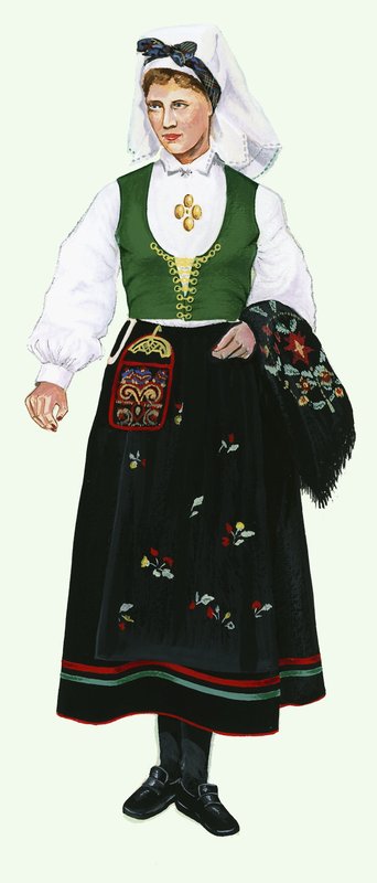 Flicka i inhemsk kostym av English School