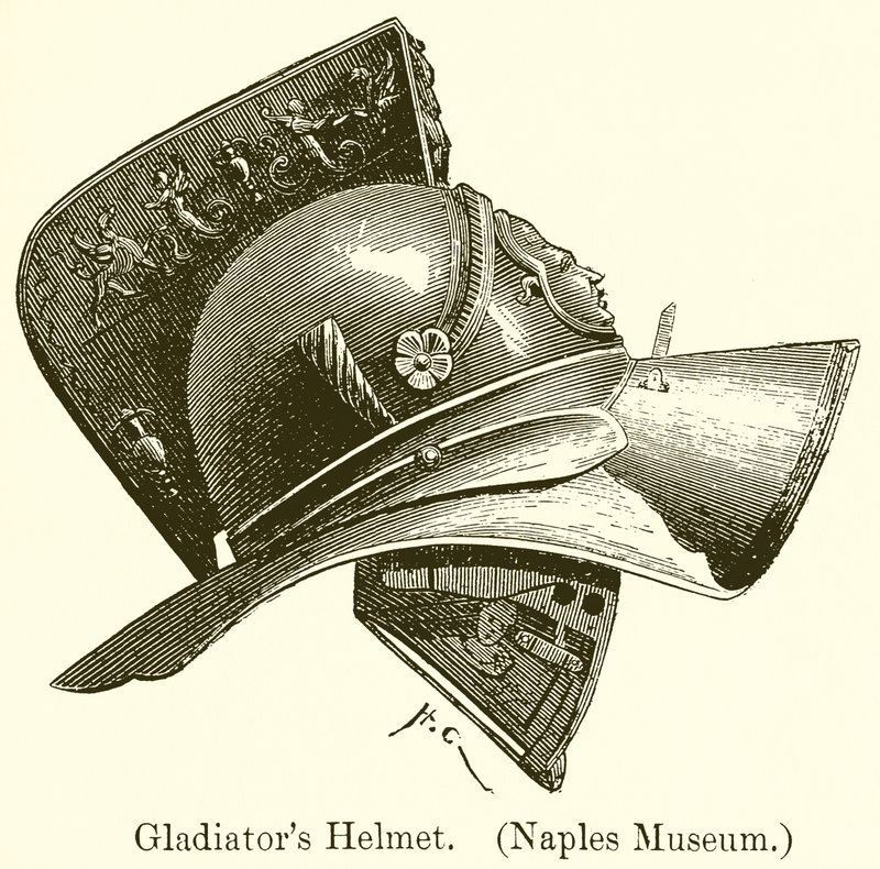 Gladiatorhjälm. (Neapel museum) av English School