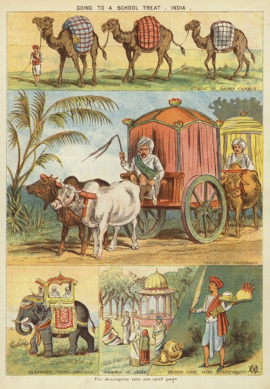 Gå till en skolgodis, Indien (chromolitho) av English School