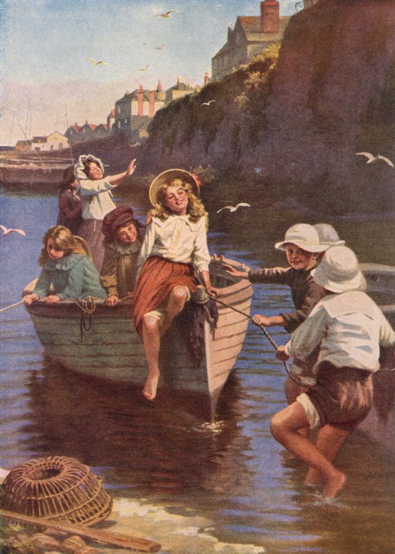 Gyllene timmar vid havet (färglitografi) av English School