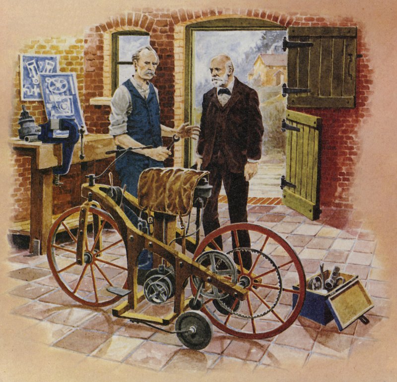 Gottlieb Daimler och hans vän Wilhelm Maybach av English School
