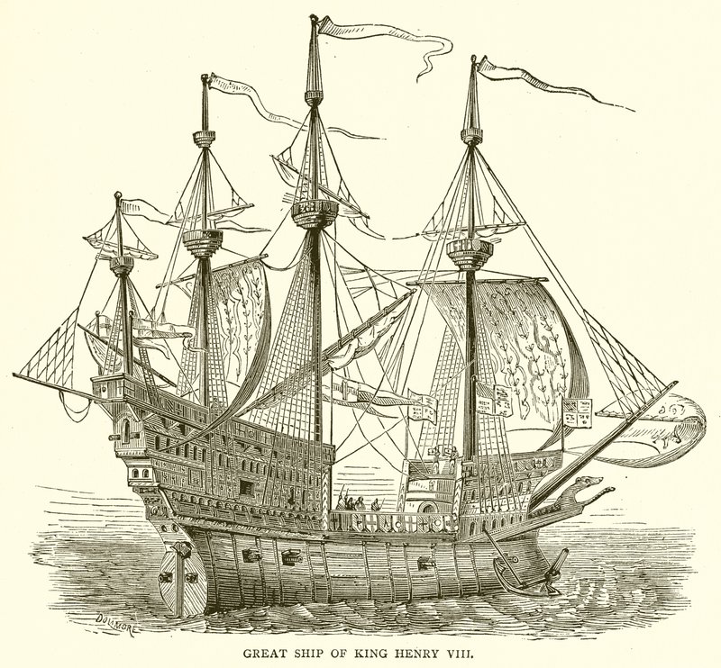 Stora skeppet av kung Henrik VIII av English School