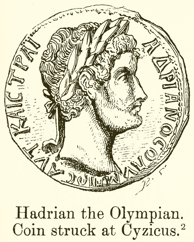 Hadrianus den olympier. Mynt slaget vid Cyzicus av English School