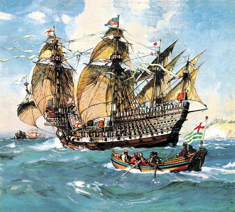 Henry VIII:s flaggskepp "Henri Grace a Dieu" av English School