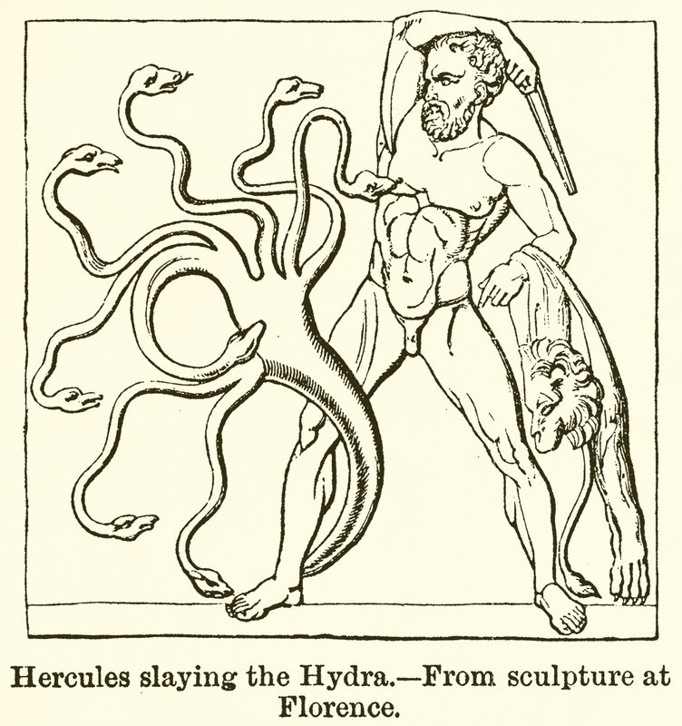 Hercules som dödar hydran av English School