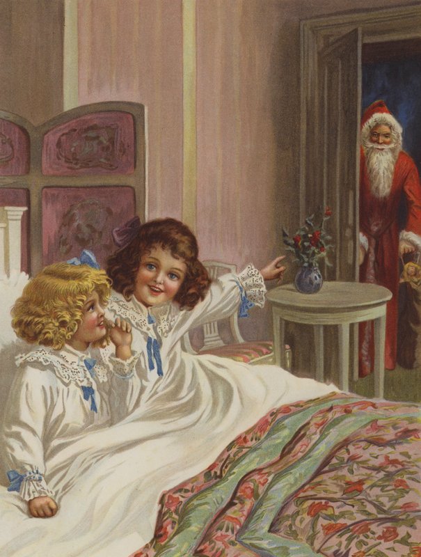 "Här är jultomten!" (färg litho) av English School