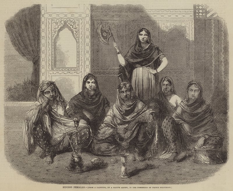 Hindoo kvinnor (gravyr) av English School