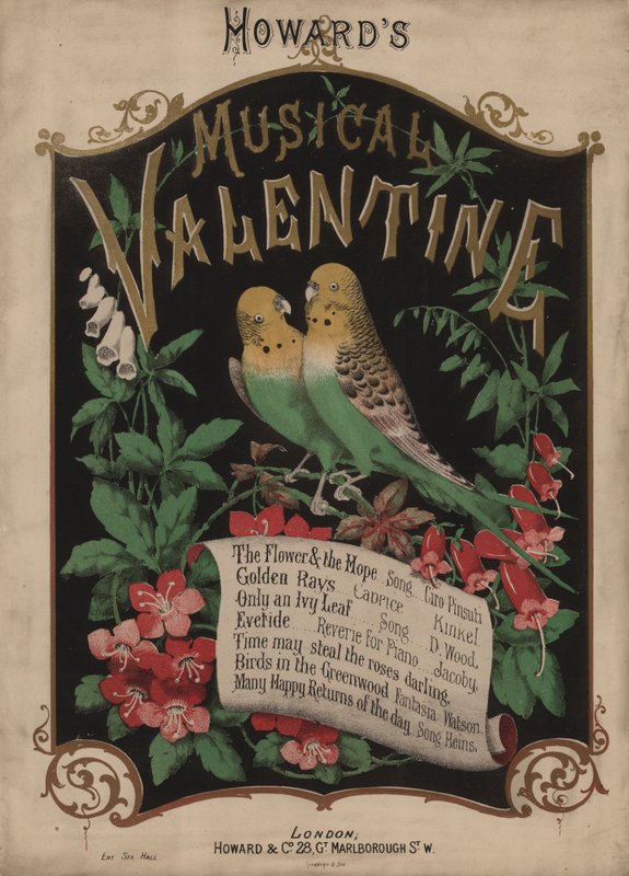 Howards Musical Valentine (färglitografi) av English School