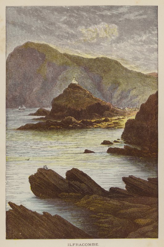 Ilfracombe (färgad gravyr) av English School