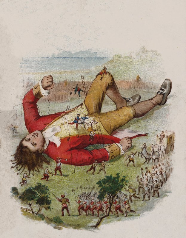 Illustration för Gullivers resor (litho i färg) av English School