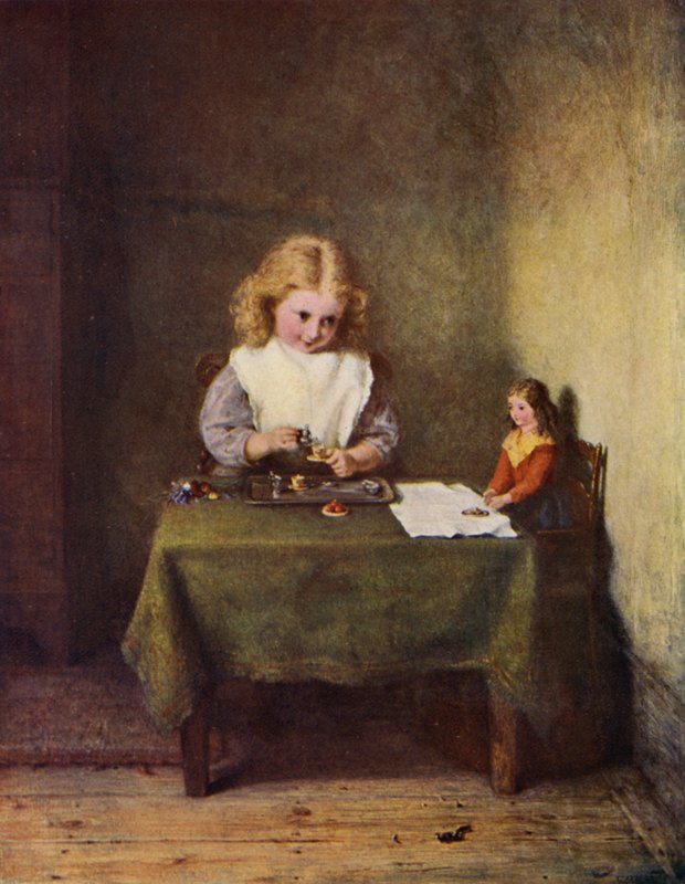 I barnkammaren (färg litho) av English School