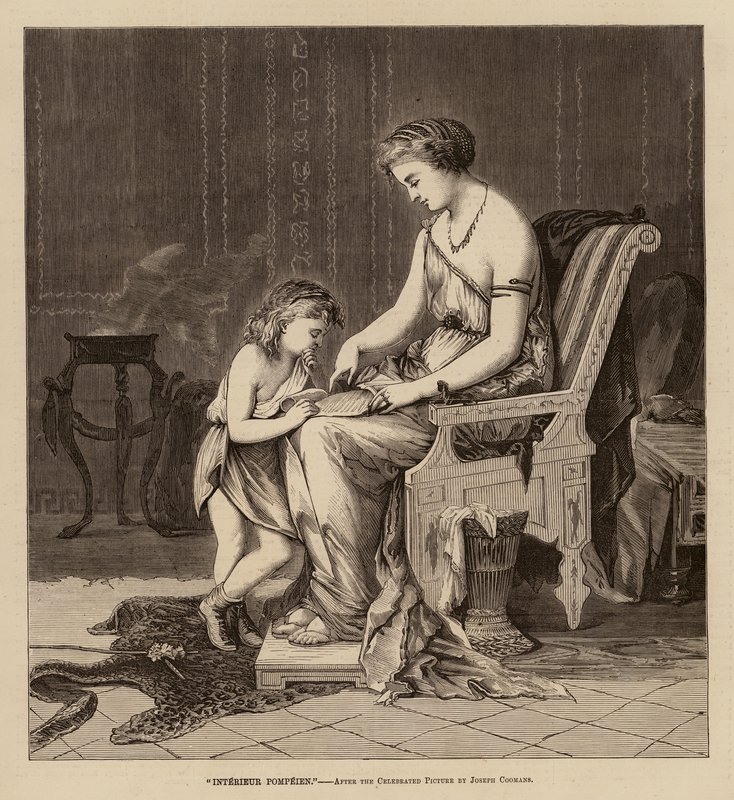 "Pompejis interiör" (gravyr) av English School