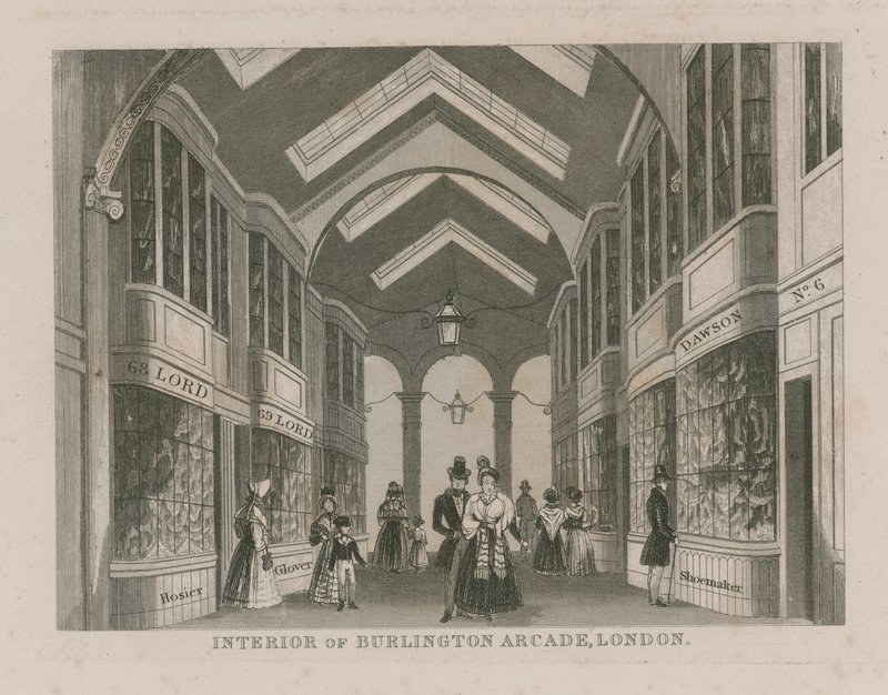 Interiör av Burlington Arcade av English School