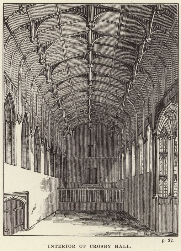 Interiör av Crosby Hall i Chelsea av English School
