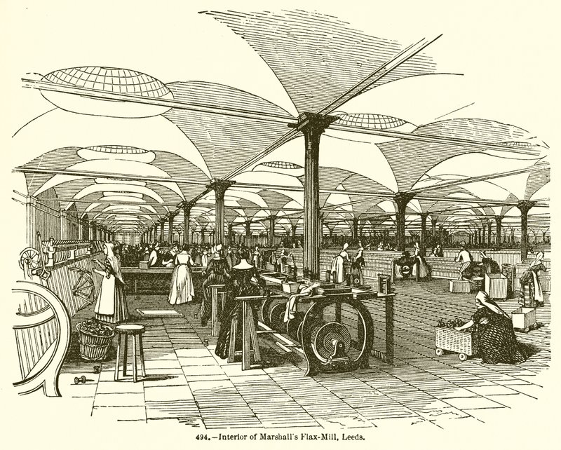 Interiör av Marshalls Flax-Mill, Leeds av English School