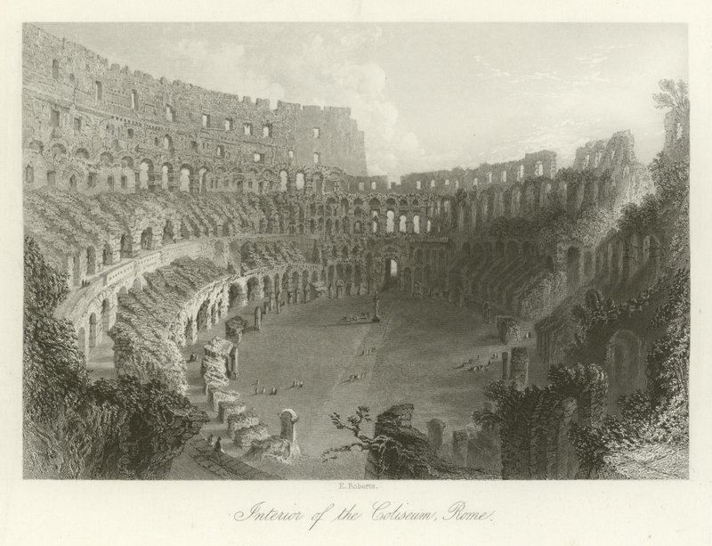 Interiör av Colosseum, Rom av English School