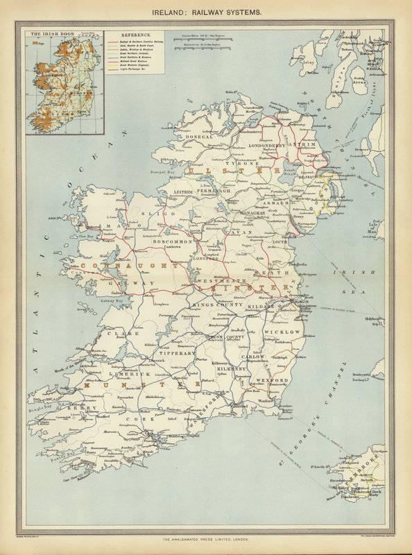 Irland, Railway Systems (färg litho) av English School