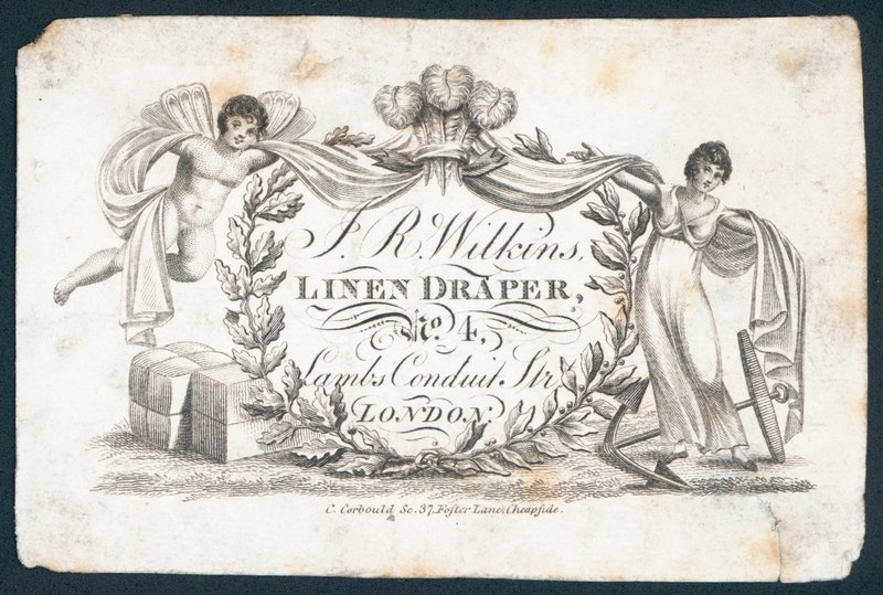 J R Wilkins, linnedraper, handelskort av English School