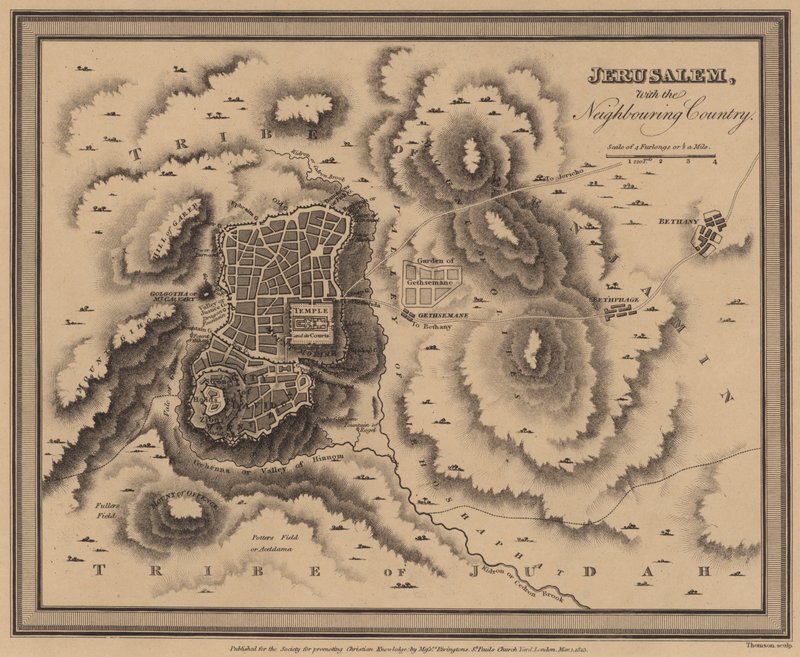 Jerusalem, med angränsande land (gravyr) av English School