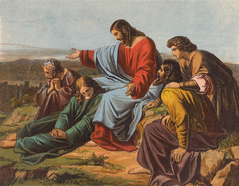 Jesus Kristus gråter över Jerusalem (färglitografi) av English School