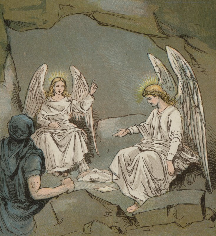 Jesus Kristus tomma grav (färglitografi) av English School